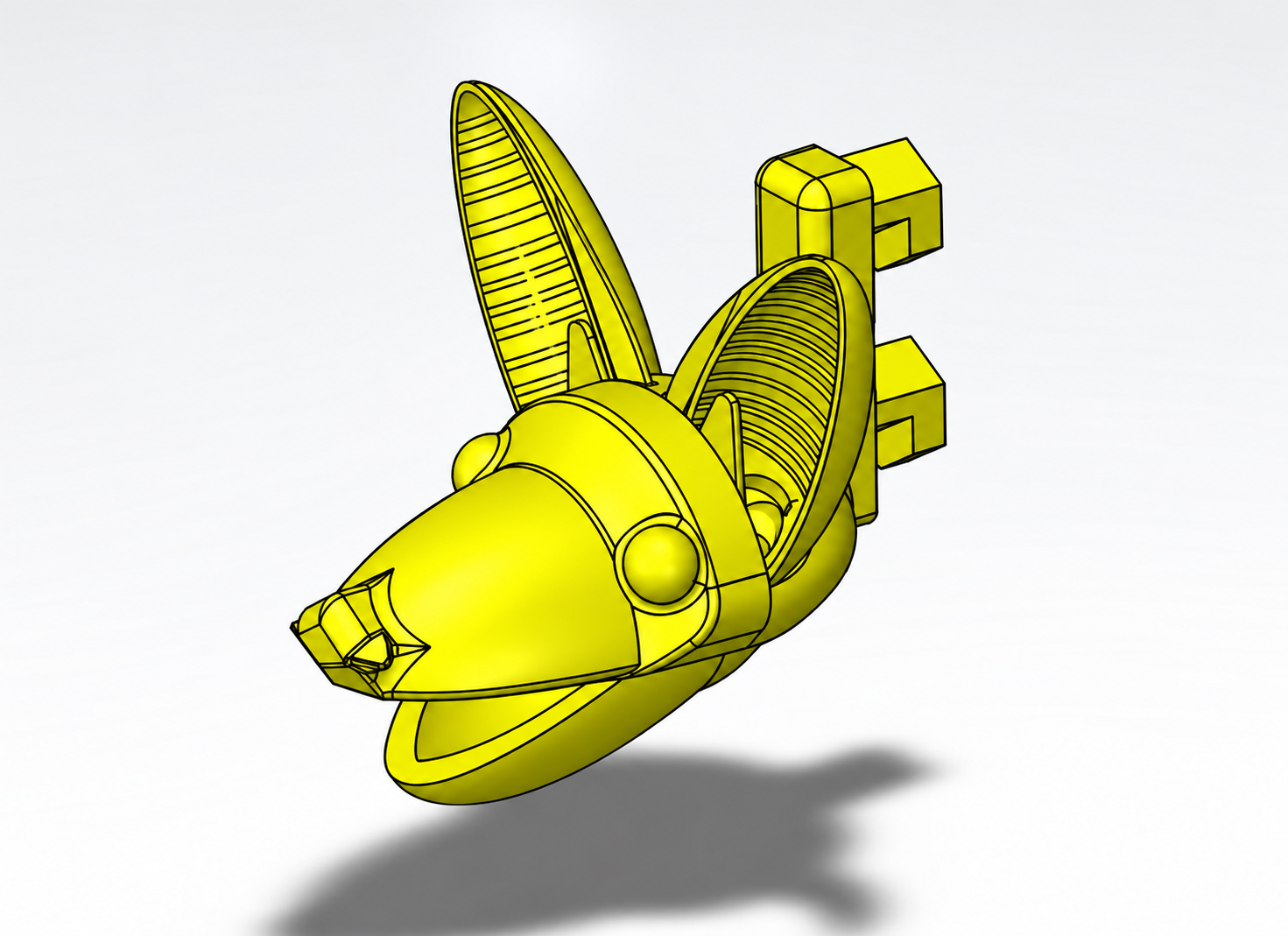 Detailed CAD view of the bat head attachment