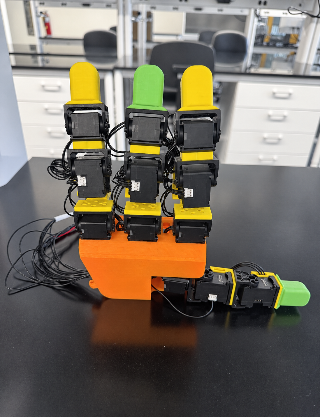 Assembled LEAP Hand showing the 3D-printed structure and motors